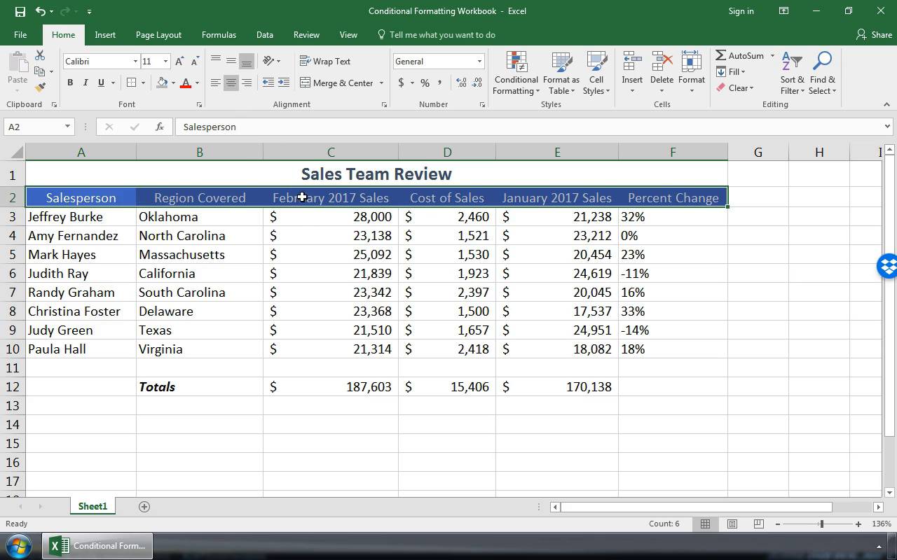Excel Sheet view