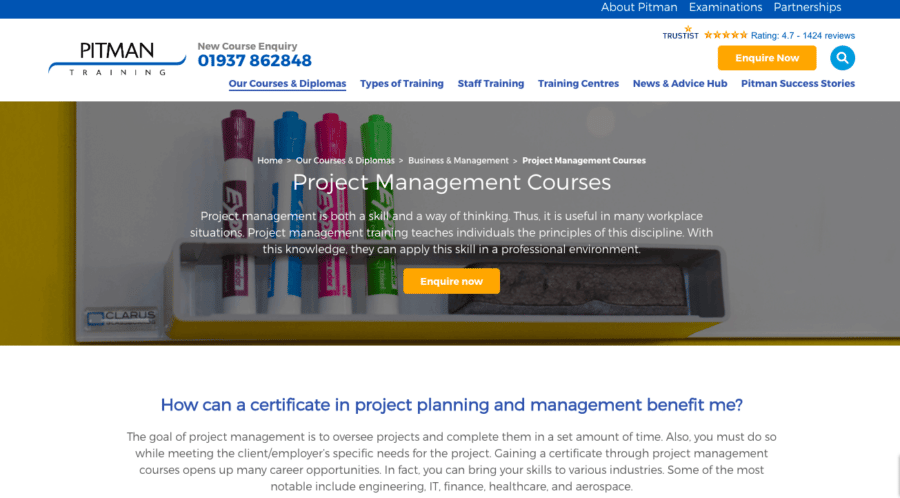 Pitman Project Management course