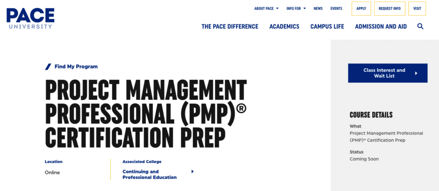 Pace University Practical Project Management Certificate