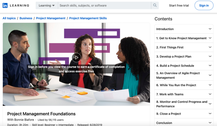 Project Management Foundations LinkedIn Course